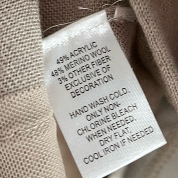 Loft • Beige Tan Gemstone Jewelled Merino Wool Cardigan - Picture 4 of 6